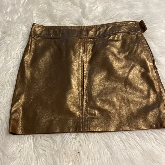 Dkny | Skirts | Dkny 0 Leather Cuir Made In Usa Mini Skirt Size 4  